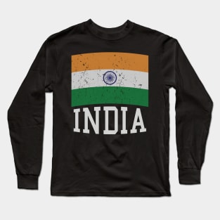 India Flag in Tricolor with Ashoka Chakra Desi Indian Long Sleeve T-Shirt